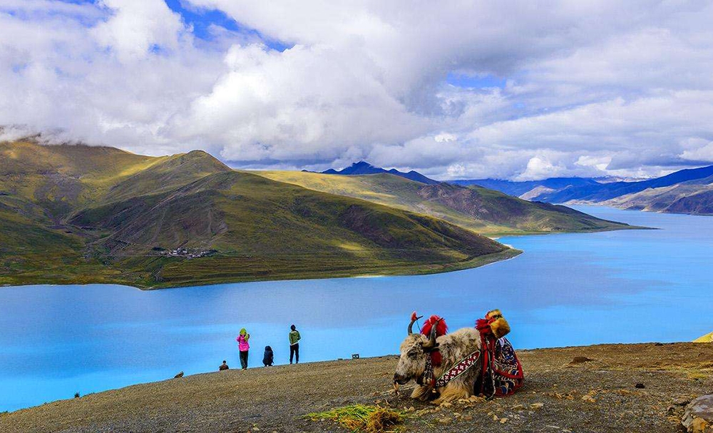 Wir fahren via den heilige Yamdrok See nach Shigatse