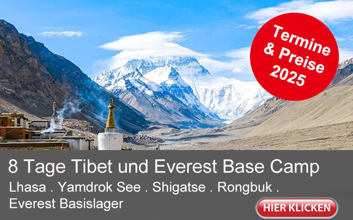 8 Tage Rundreise von Lhasa nach Shigatse und Everest Basislager.