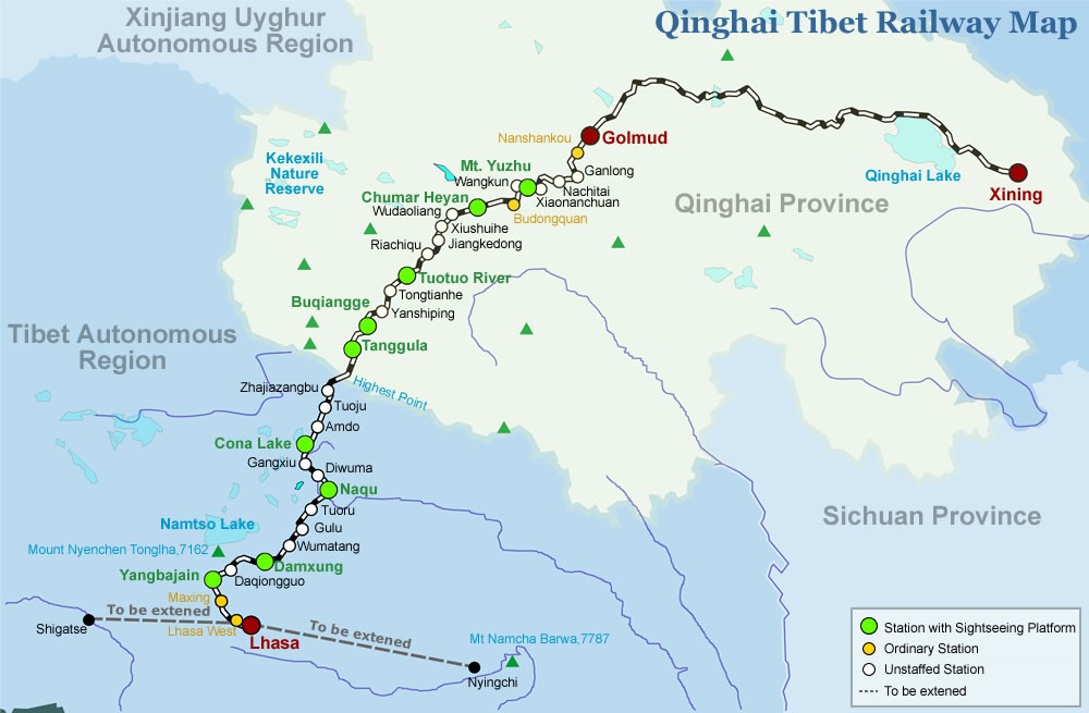 Die Qinghai-Tibet Bahn von Xining nach Lhasa